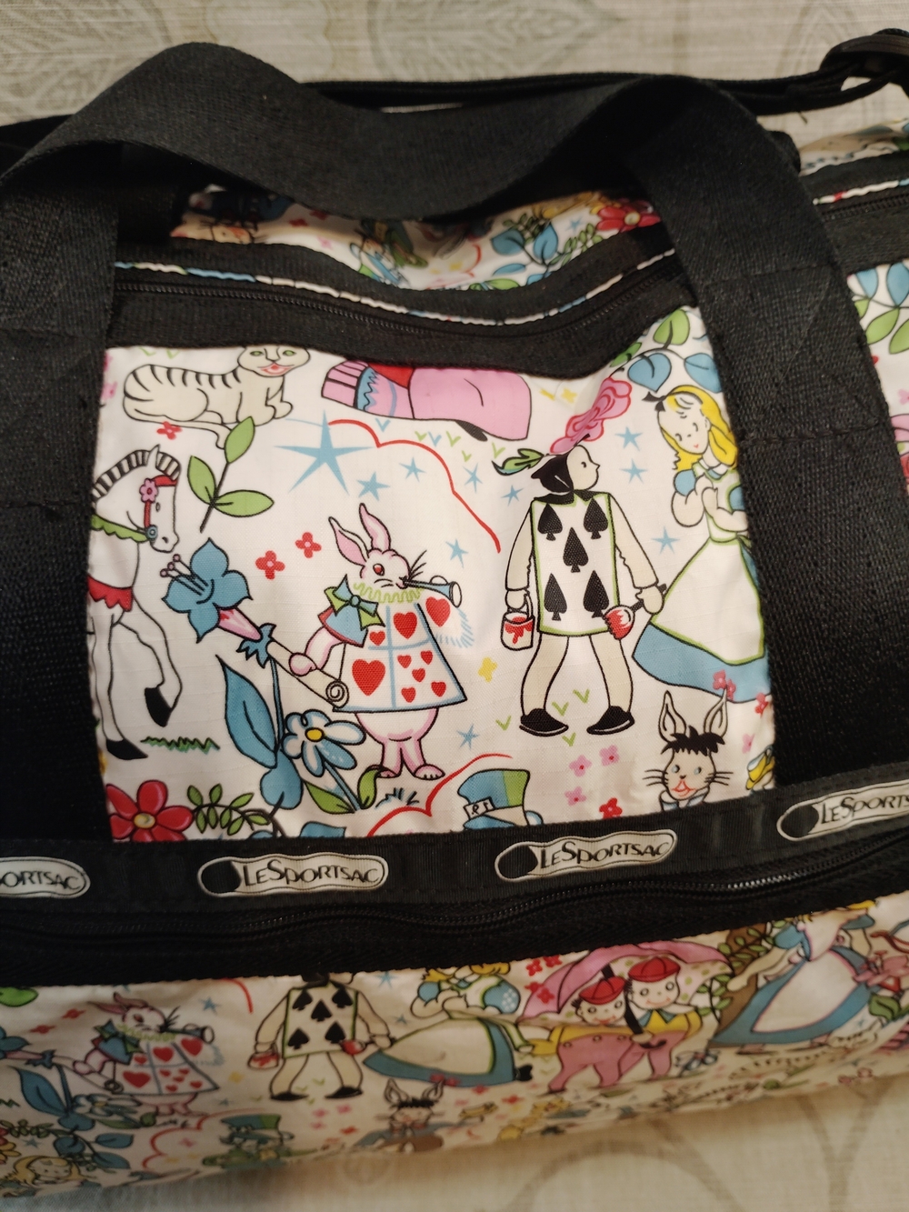 LeSportsac Alice In Wonderland Pink Patterned Travel Duffle Bag - Picture 3 of 9
